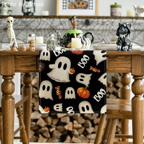 Artoid Mode Black Ghost Pumpkins Candy Halloween Table Runner, Seasonal ...