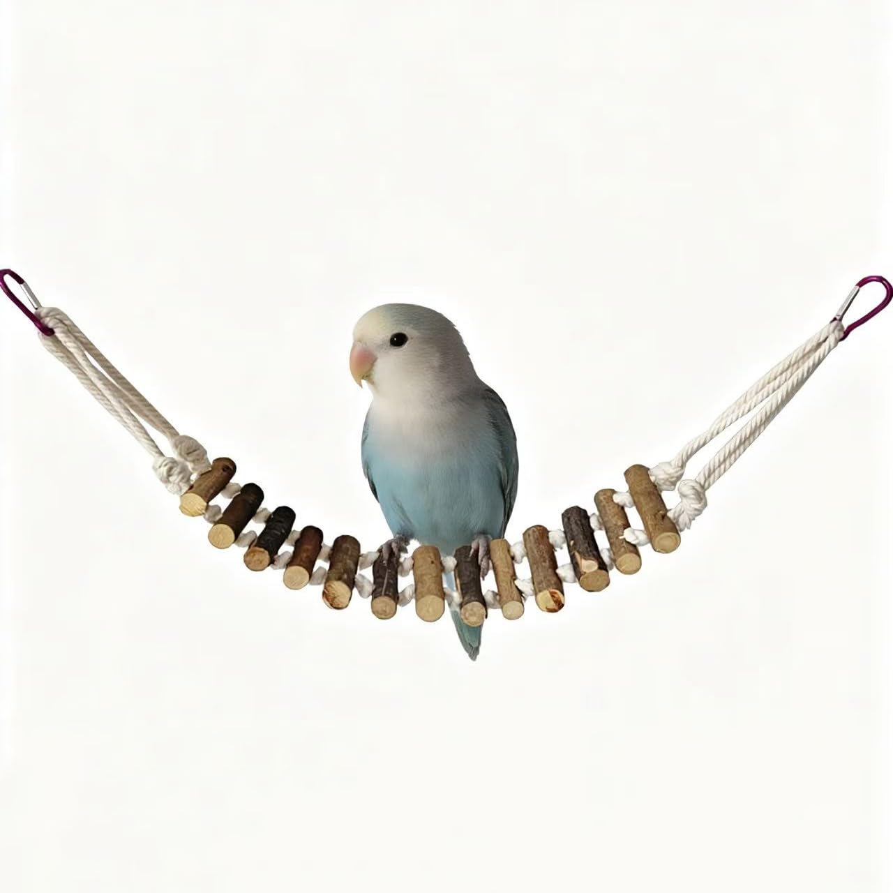 ZYYRSS Rope Ladder Bird Toy, Natural Wooden Step Swing Hanging Chewing Pet Bridge Cage for Small and Medium Sized Birds and Parrots, Parakeets, Cockatiels, Amazon Parrots