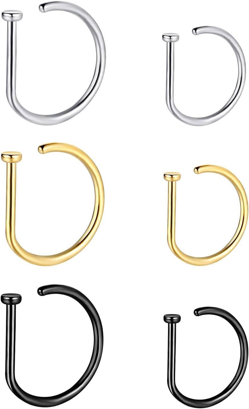 G23 Titanium 20G Nose Rings Hoops L Shaped Screw Nose Studs Diamond Small Piercing Jewelry for Women Men
