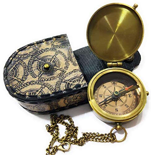 Brújula de latón grabada NauticalMart vintage portátil