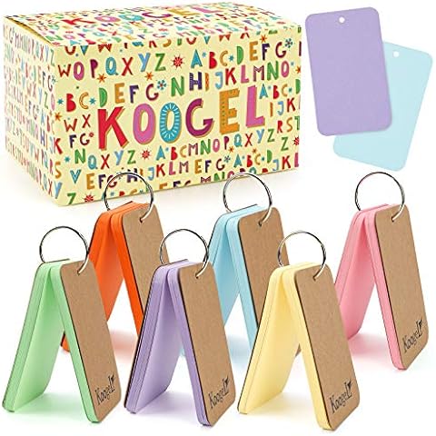 Koogel 300 PCS Index Cards with Ring, 3 x 5 Inches Colored Flash Cards Study Cards Blank Notecards for Office Supplies, Studying, School, Memory Cover
