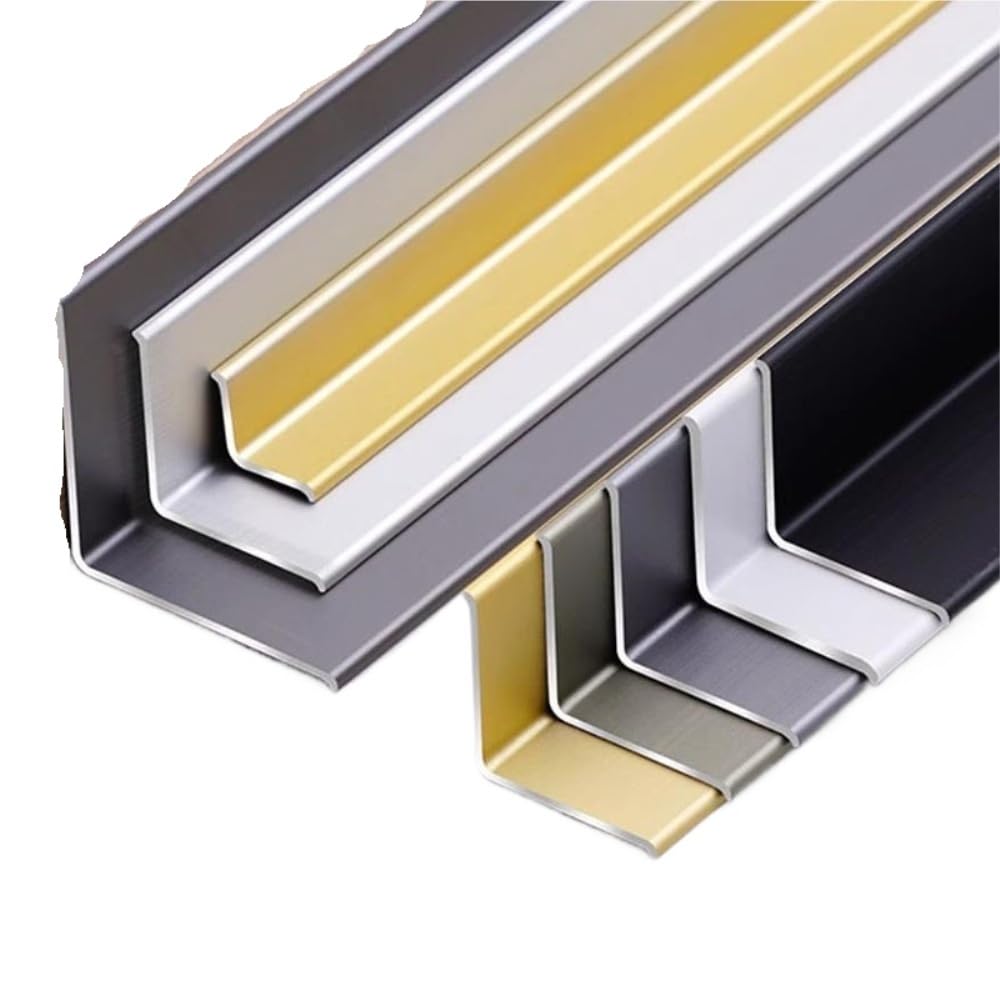 Aluminum Alloy Internal Corner Wire Aluminum Alloy Metal Wall Protection Strips Corner Anti-Collision Stickers(Golden,1.5x1.5x50cm 10Pcs)