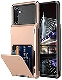 Vofolen for Galaxy Note 10 Case Card Holder [4-Slot Pocket] Wallet Credit Scratch Resistant Dual Layer Protective Bumper Rugged Rubber Armor Hard Shell Cover for Samsung Galaxy Note 10 Rose Gold