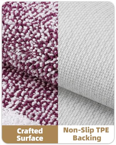 Color&Geometry Simple and Stylish Bath Mats for Bathroom Non Slip, 20"x29" Standard Sized Purple and White Bathroom Rugs, Absorbent, Soft, Washable, Microfiber Bath Mat - Thumbnail 3