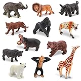 OOTSR 12 Piezas Juguetes de Figuras de Animales de Selva, Figuritas Realistas de Animales Pequeños de la Selva y Juguetes de Aprendizaje para Suministros de Decoración de Pasteles