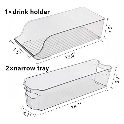 MineDecor 6 Piece Refrigerator Organizer Freezer Storage Containers Clear Fridge Bins Include Drink Holder Egg Tray For Fruits Vegetables Milk