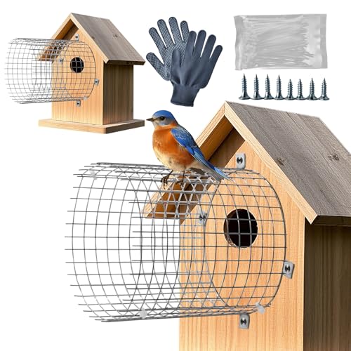 SUHYUNJANGM 1 PCS Bluebird House Protector Guard, Bird House Hole Protector, Stainless Steel Sparrow Snake Guards for Birdhouse Accessories Entrance Guard
