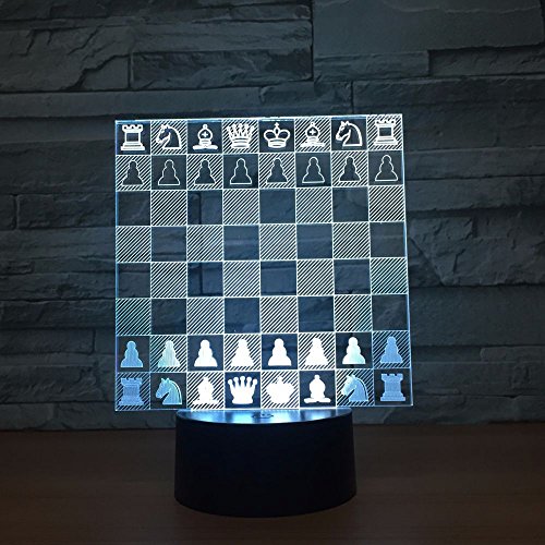 Lámpara de ilusión 3D ajedrez luz nocturna LED táctil miniatura 4