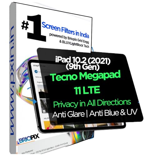 Image of Pxin BRIOPIX 360 Privacy Screen Guard Compatible with iPad 10.2 (2021) (9th Gen) | Anti Glare, Anti Blue Light, Anti UV | Anti Scratch | No Eye Strain | Landscape, Portrait Use | Privacy Filter