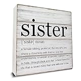 Sister Gifts Sister Definition Quotes Wooden Box Sign Desk Decorative Wooden Sign Home Bedroom Decor for Desk Table Shelf 5 x 5 Inches