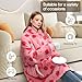 BINSUNS Oversized Wearable Hoodie Blanket, Soft Fuzzy Microfiber & Sherpa Wearable Blanket Sweater with Giant Pocket - One Size Fits All for Adult Women Men(Strawberry)
