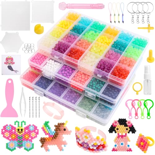 9000-Piece Non-Iron Fuse Beads Kit 72 Colors 5mm with Pegboards for Kids