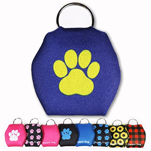 Image of Dapper Dog - Dog Tag Silencer with Tag Ring (Dark Blue with Yellow Paw Print)