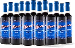 Wyman's Wild Blueberry Juice, 100% Juice, No Sugar Added, Not From Concentrate, Glass Bottled, 500mL (12 Pack)