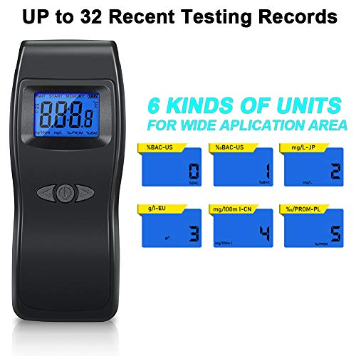 Breathalyzer, Professional Alcohol Tester, Usb Rechargeable Portable Digital Lcd Alcohol Breathalyzer Tester With 10 Mouthpieces… #TOP2