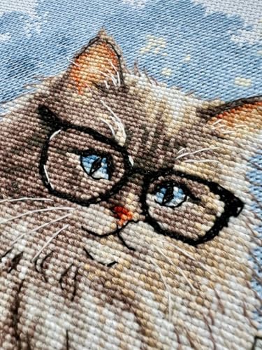 Image of RIOLIS - Writer of Meowmoirs 2263, Cats Cross Stitch Kits 8 inchx11, Cross Stitch Kits for Beginners & Advanced, Crossstitching Kits Adult, Counted Stitching Kits, Cats Embroidery Kit