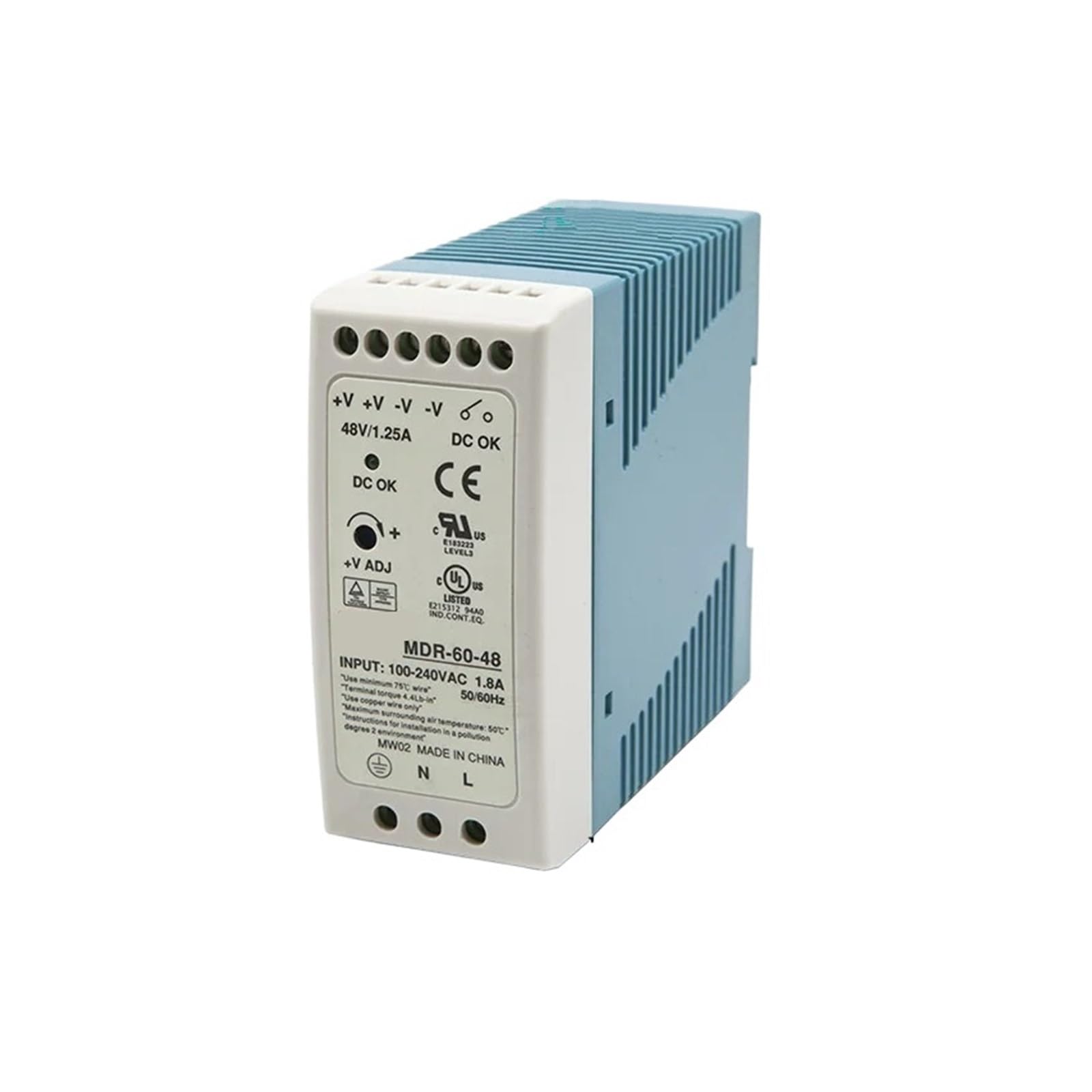 BFSYDLUJ 60W Single Output Power Supply MDR-60 5V 12V 24V 48V(MDR-60-5)