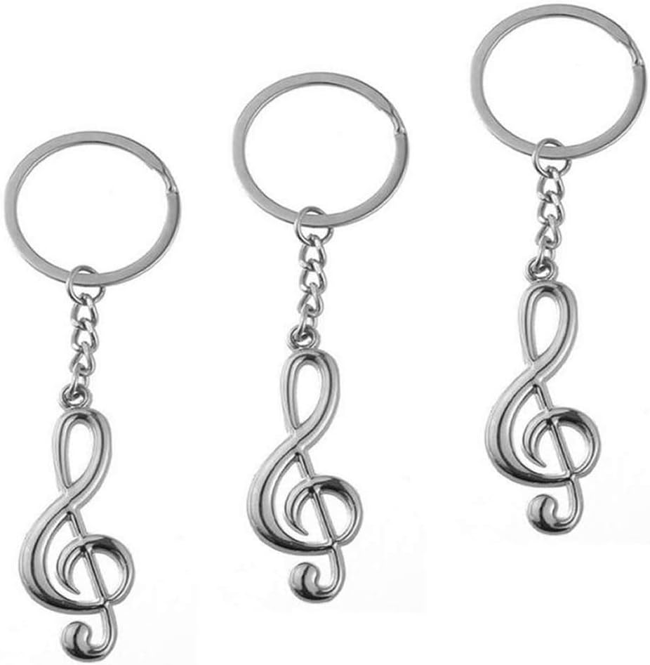 3 Pieces Mini Creative Musical Note Metal Keychain Key Ring Silver Music Symbol Pendant Souvenir Gift - Pack of 3