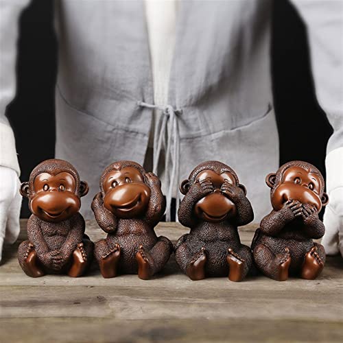 Décorations de bureau de style zodiaque en lot de 4 statues singes - 5