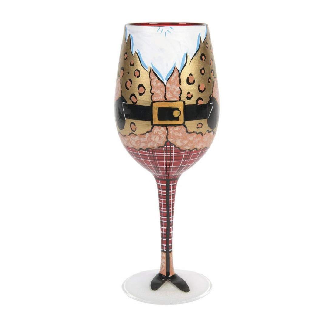 Verre à vin Lolita Snazzy Santa, une pièce peinte à la main d'exception