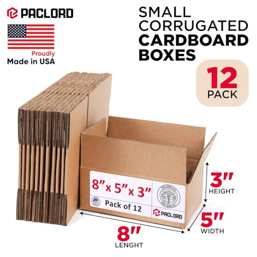 Image of Small Cardboard Boxes 8 inchL x 5 inchW x 3 inchH (Pack of 12) - USA-Made Packing Boxes for Moving, Shipping, or Storage - USPS, UPS, FedEx Approved - Professional Packing Supplies for Moving