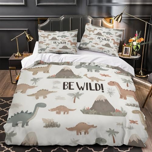 Housse de couette dinosaure imprimé 3D parure de lit dessin animé single pour chambre ado