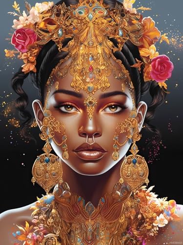 Kit peinture diamant 5D femme africaine 30x40 cm pour loisirs créatifs