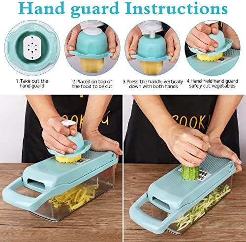KMASHI 14 in 1 Vegetable Chopper, Multifunctional Mandoline Slicer Dicer Household Kitchen Manual Julienne Grater Cutter for Onion, Garlic, Carrot, Potato,Fruit, Salad