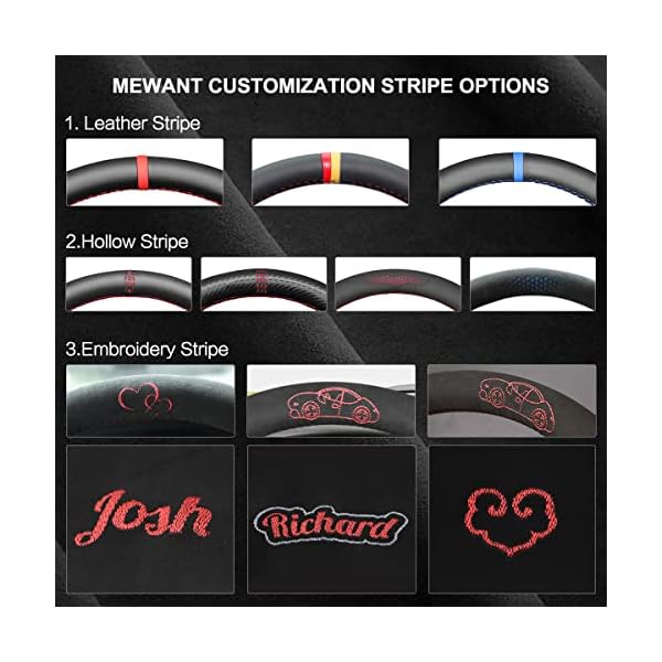 MEWANT Steering Wheel Cover Wrap for Honda Pilot/Passport/Odyssey Custom Version Hand-Stitched Made of Suede and Genuine Leather - Image 7