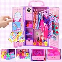 108 Teile Puppenkleidung Zubehör & Kleiderschrank für 29 cm Puppen – Ansicht 3