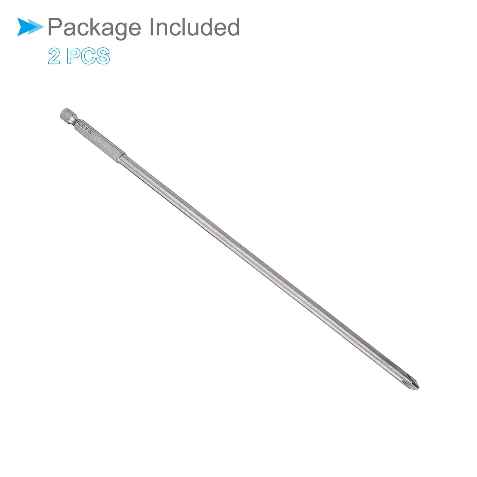 Kreuzschlitz Kreuz Schraubendreher Bits PH2 250mm Lang 1/4" Sechskant Schaft S2 Magnetisch Kreuzschlitz Bohrspitze - (Verwendung: für Leistung Schlagschrauber) 2Stk
