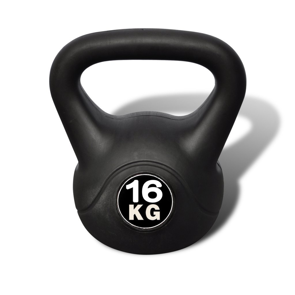 Anself Hantel Kettlebell 6-20 kg, hantle kulowe, ciężarki, hantle fitness, hantle z powłoką z tworzywa sztucznego, kolor czarny