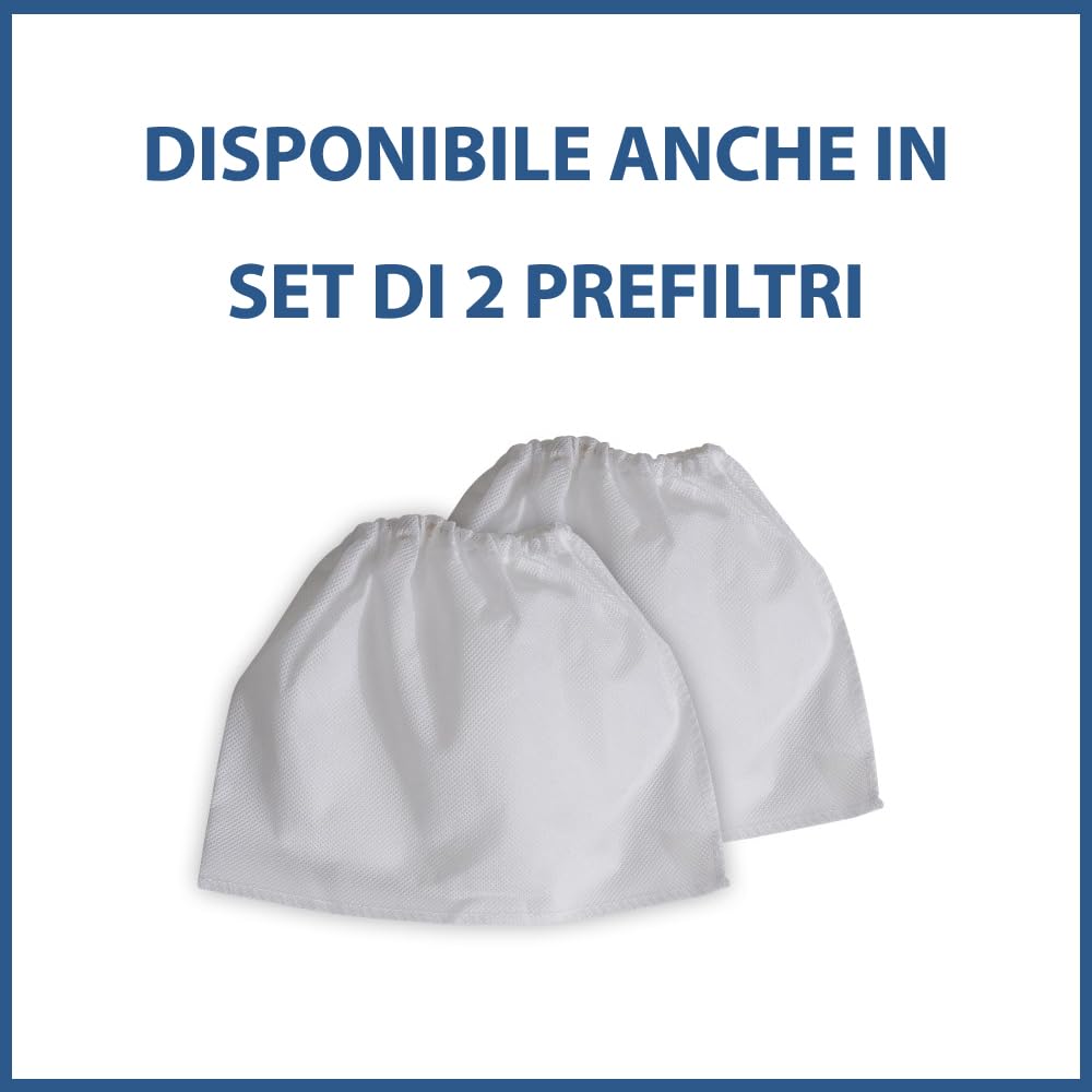Prefiltro per Aspiracenere Filtro HEPA Originale Compatibile con Ribimex Serie PRCEN, Antistatico Autoestinguente Lavabile, Bianco (2 Pezzi)