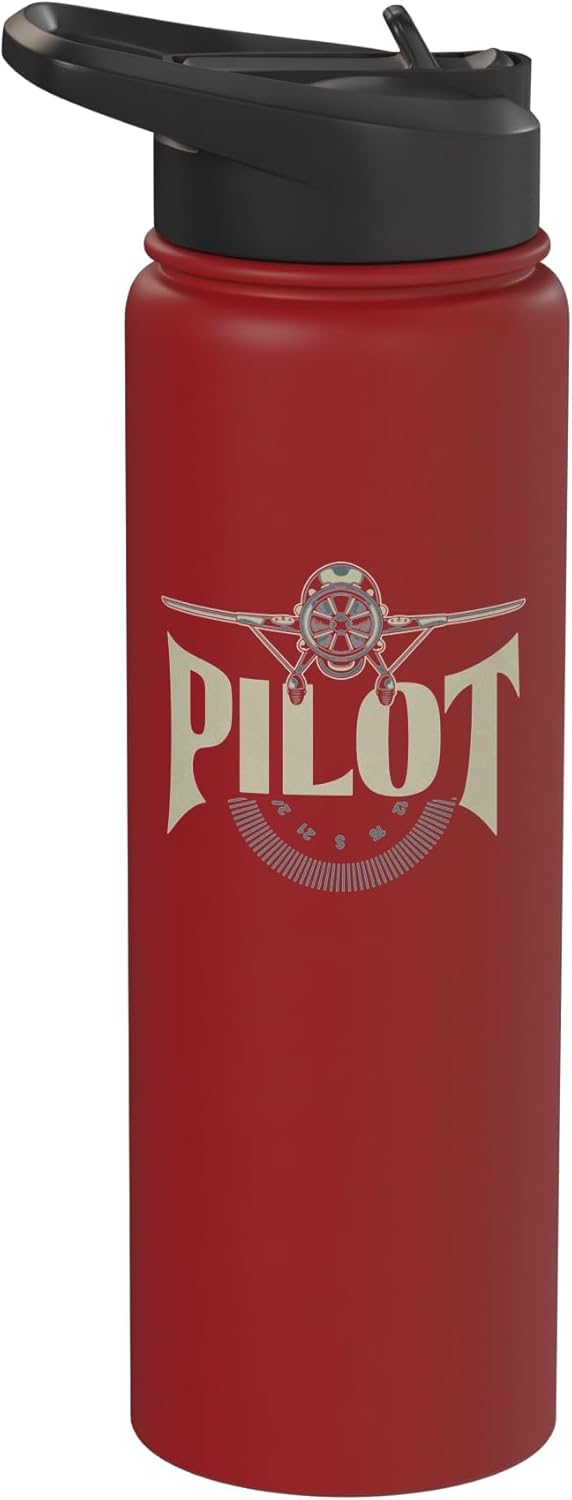 Airplane Pilot Vintage Pilot Stainless Steel Insulated Water Bottle