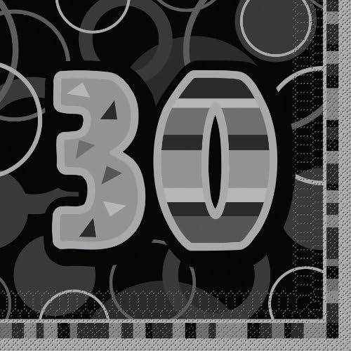 Unique Party 28473 - Glitz Black and Silver Birthday Plastic Tablecloth, 7ft x 4.5ft