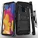 LG V40 ThinQ Case, with [Tempered Glass Screen Protector] Full Coverage Heavy Duty [Tank Armor] Dual Layers Phone Cover with Kickstand and Locking Belt Clip Compatible for LG V40 ThinQ/LG V40-Black