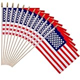 12 Pack Small American Flags - 4x6 Inch Mini USA Hand Held Stick Flag with Safety Spear Top, 250th Anniversary, Memorial Day, Outdoor 4th of July Decorations, Veteran's Day Patriotic Decor
