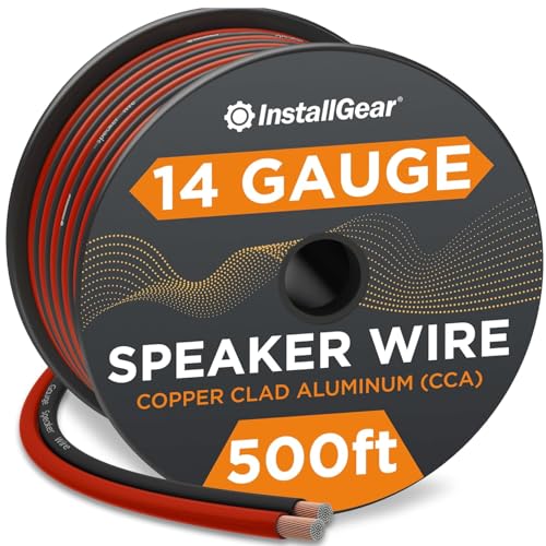 InstallGear 14 Gauge 500 ft Speaker Wire, CCA, Black & Red