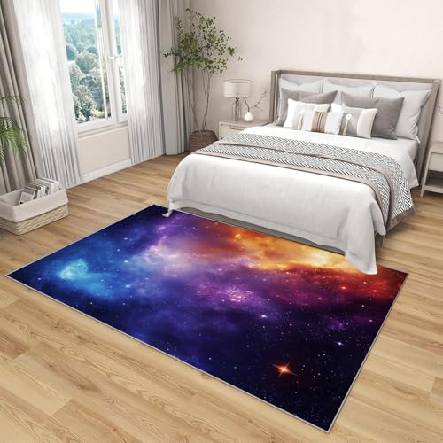 Tapis de salon moderne 160x230 lavable avec motif espace nébuleuse - 6