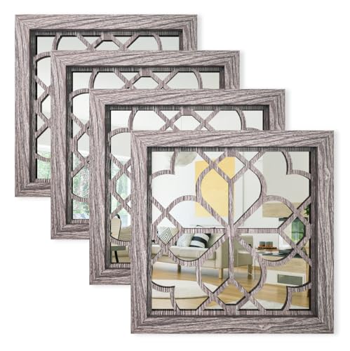 HMANGE Set of 4 14 Inch Square Brown Window Pane