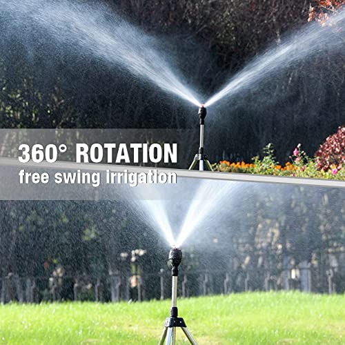 Rotating Tripod Sprinkler, 360 Degree Automatic Rotating Irrigation Watering Sprinklers, Adjustable Spray Distance And Span, Stainless Steel Telescopic Support Sprinkler For Lawn/Yard/Garden (A) #TOP1