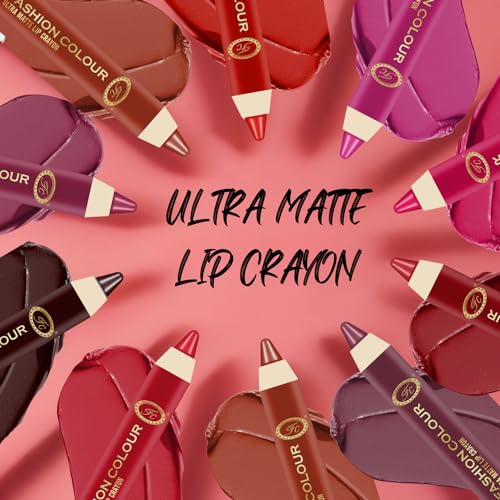 Image of FASHION COLOUR Ultra Matte Lip Crayons With Free Sharpener | Smudge Proof And Waterproof | For Hydration And Moisturization | Long Lasting Lipwear with Matte Finish, Cruelty-free and Paraben-free - 2.5 gm(Spicy Red)