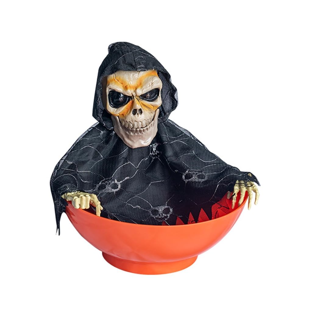 Ldabrye Animated Halloween Candy Bowl Holder with Screaming Skull and MotionSensor for Trick orTreat