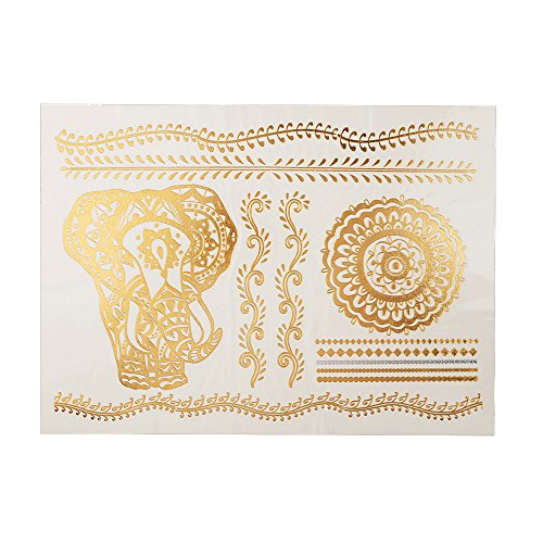 Glaryyears Metallic Gold Silver Temporary Tattoos, Large Big Fake Flash Glitter Animals Tattoo Stickers, 6 Pack For Women Men Adults Girls Body Beach Festivals Parties, Butterfly Ocean Beast Designs #TOP6