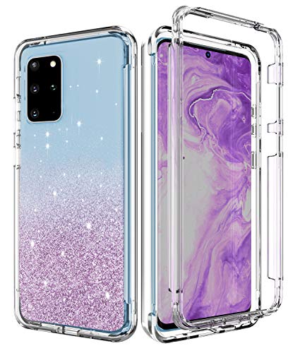 CASY MALL Case for Galaxy S20 Plus, Stylish Glitter Protective Clear Case with Front PC Frame(Without Built-in Screen Protector) for Samsung Galaxy S20 Plus 2020 Release
