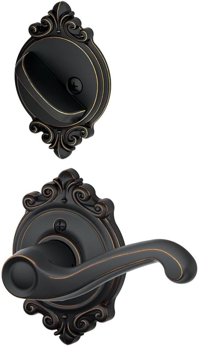 Schlage F59 FLA 716 BRK Brookshire Collection Flair Left-Handed Handleset Interior Lever, Aged Bronze