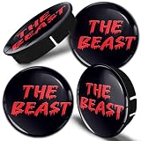 Biomar Labs 4 x 60 mm / 55 mm Rueda de Coche de plástico Universal Llantas centrales Tapacubos Emblema Beast Logo Rojo C 19