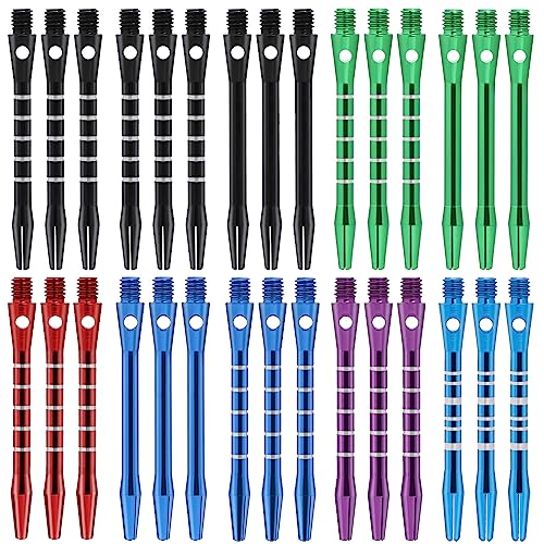 KALIONE 30 Packs Dart Shafts, Multi-color Dart Shafts for Steel Tip, Aluminum 2BA Thread Dart Accessories, 50 mm/53 mm Dart Shafts Replacement Kit with Rubber O Rings for Dart Sharpener flights Sports