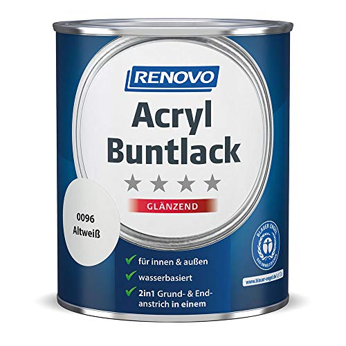 Acryl-Buntlack 2-in-1 750 ml RAL 0096 Altweiß glänzend Renovo