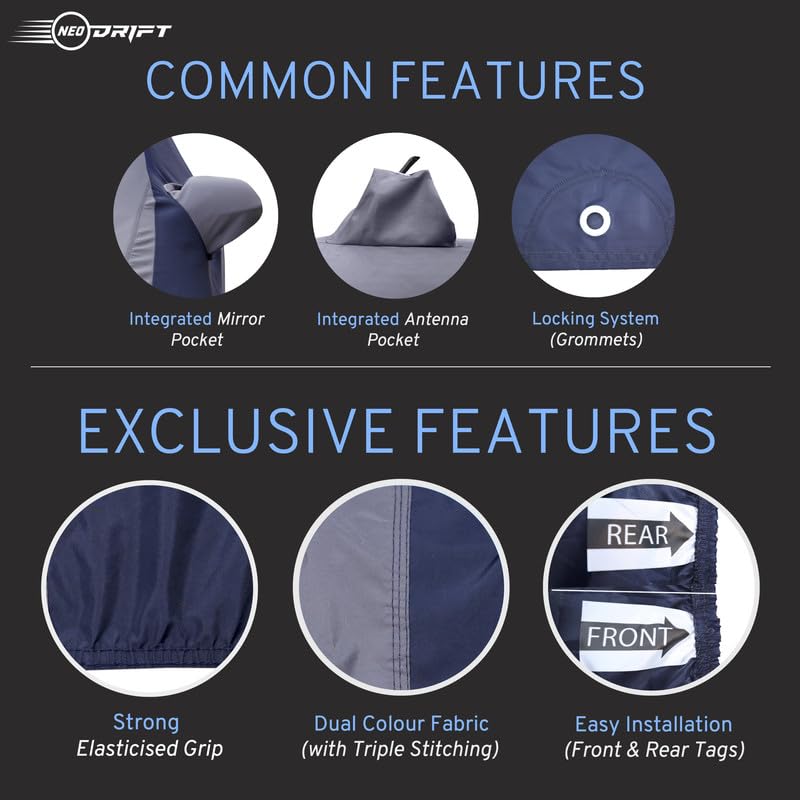 Image of NEODRIFT 'SuperTech' Car Cover for BYD Sealion 7 (All Weather Protection, 100% Water-Resistant, Tailored Fit, Multi-Layered & Breathable Fabric) (Colour: L.Grey+Blue)
